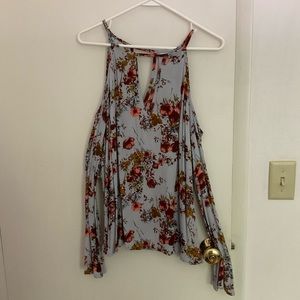 Long sleeve cute open shoulder top